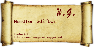 Wendler Gábor névjegykártya